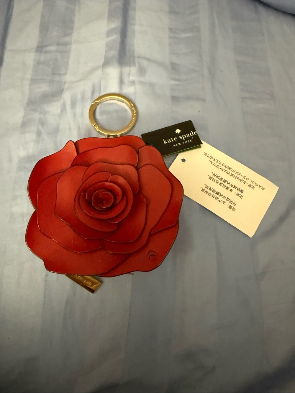 kate spade Red Rose Leather Key Ring